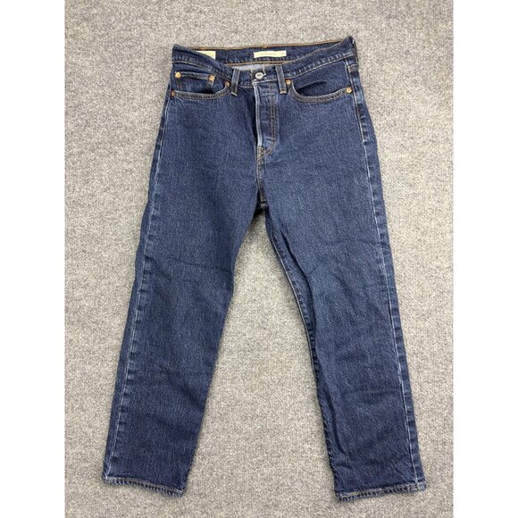 Levis Wedgie Straight Jeans Womens 27 Blue Denim High Rise Ankle Button Fly - Picture 1 of 11